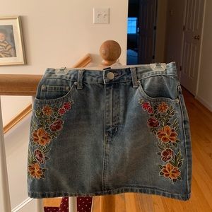floral jean skirt from Forever 21.